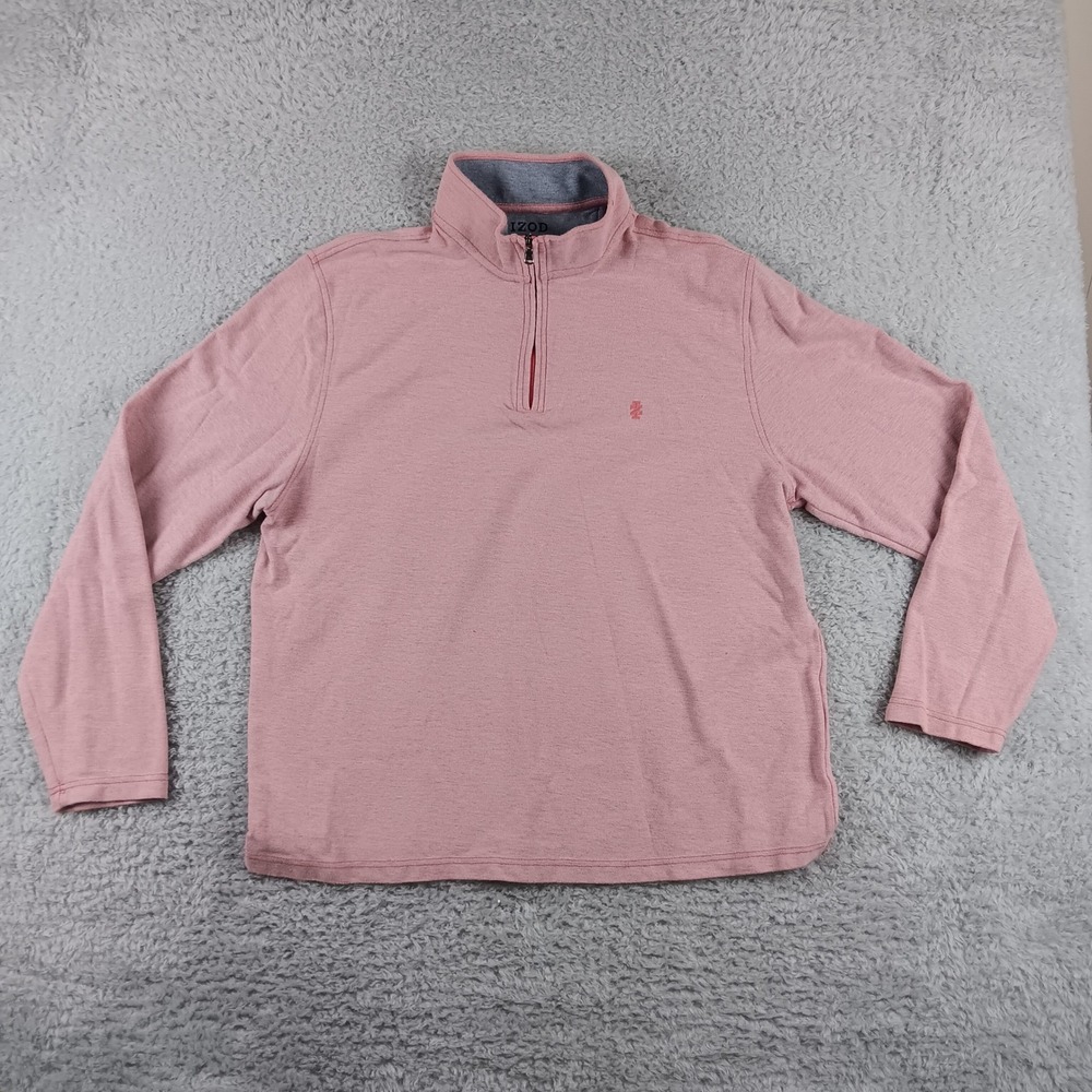 IZOD Advantage Performance Mens‎ XXL Pink Quarter Zip Pullover Cotton 45PK278